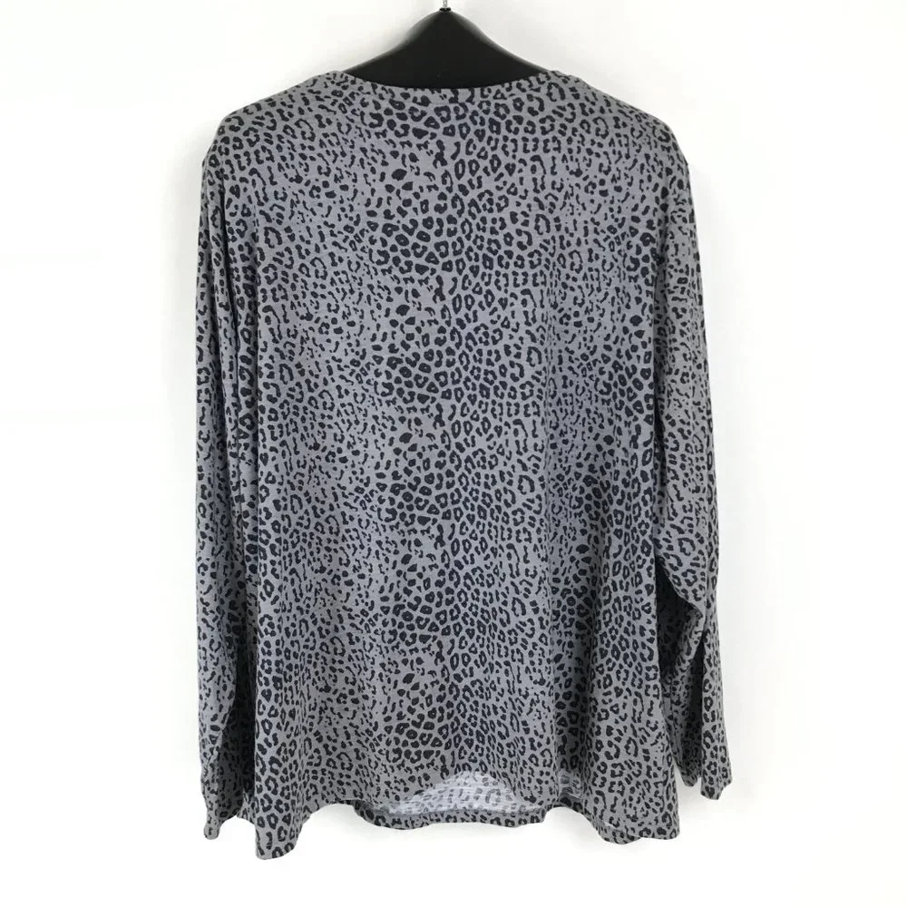 Lane Bryant Animal Print Tee Women's Plus Size 26/28 Crew Neck Long Sleeves - Picture 6 of 12